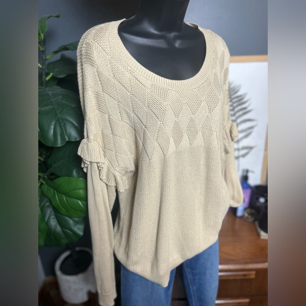 Banana Republic Oversized Dolman Ruffle Sleeve Cream Sweater - Picture 4 of 4